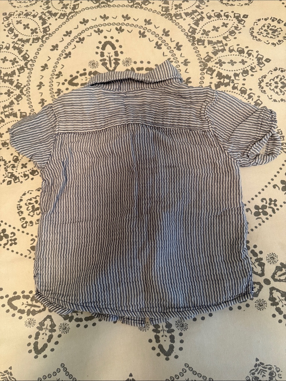 Blue + White Striped Cotton Button-Up Shirt & Shorts Set - Picture 5 of 8